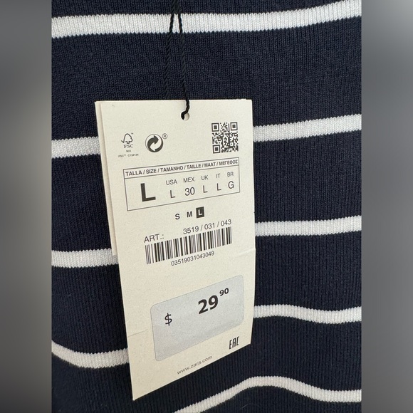 Zara navy and white striped knit top - Picture 6 of 7